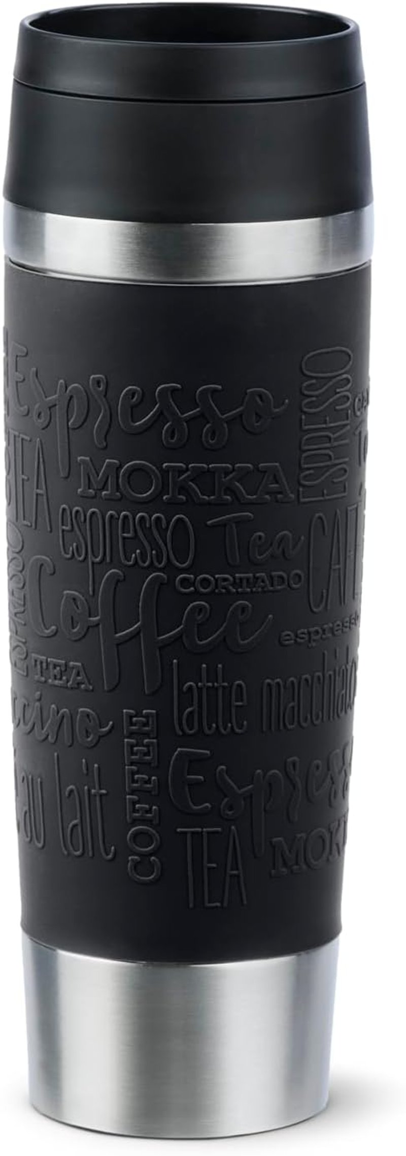 Emsa N20220 utazó termosz 0,5L rozsdamentes acél fekete - Black, Comfort closure