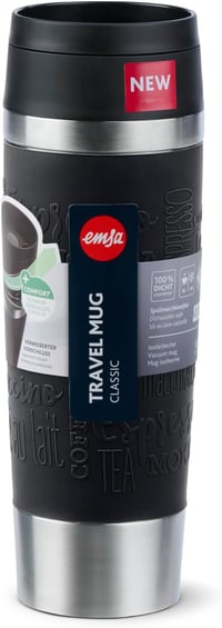 Emsa N20220 utazó termosz 0,5L rozsdamentes acél fekete - Black, Comfort closure 10