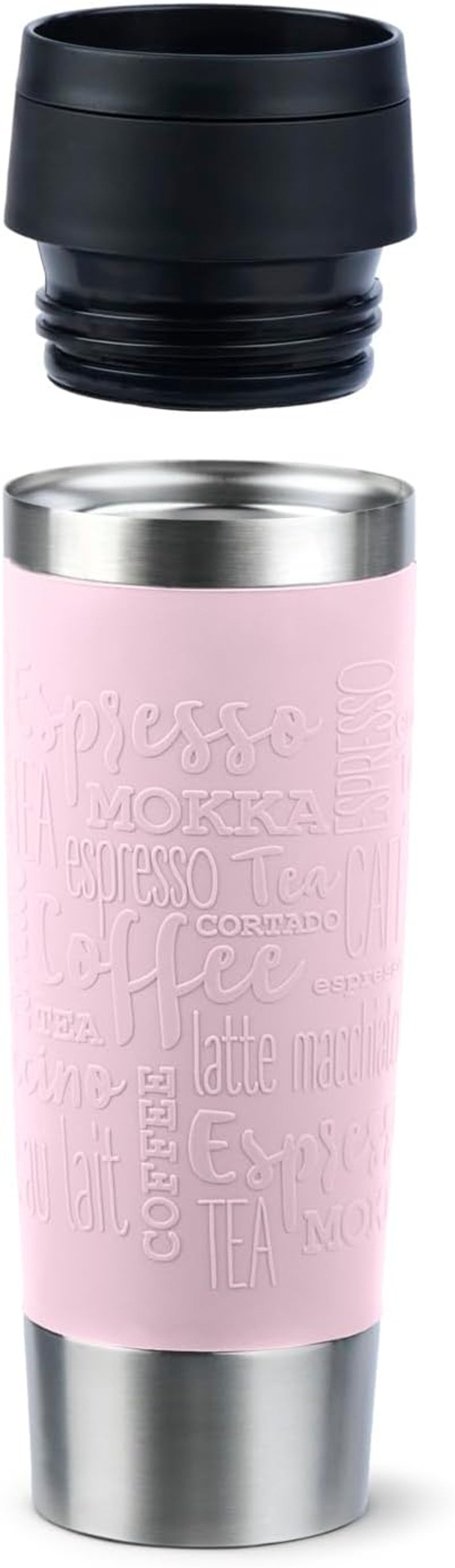 Emsa N20224 utazó termosz 0,5L rozsdamentes acél, 6 óra meleg, 12 óra hideg, pasztell rózsaszín - Pastel Pink, Comfort closure