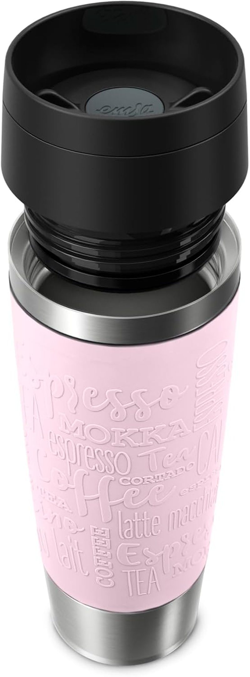 Emsa N20224 utazó termosz 0,5L rozsdamentes acél, 6 óra meleg, 12 óra hideg, pasztell rózsaszín - Pastel Pink, Comfort closure