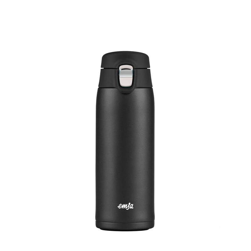 Termoska Emsa N21517 Travel Mug Light z nehrdzavejúcej ocele 0,4 l, 100% nepriepustná, 8 h teplá/16 h studená, čierna