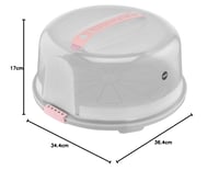Emsa Prep&Bake Okrúhla nádoba na tortu, priemer 34 cm, s rukoväťou na prenášanie, krájač, priehľadná a ružová, K3268434 9