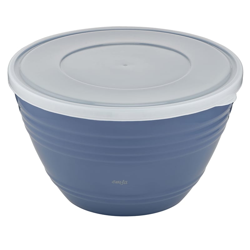 Bol de mixare din plastic Emsa Prep&Bake 4,15 L cu capac, pentru depozitare la frigider, cu bază antiderapantă, lavabil în mașina de spălat vase, stivuibil K32541