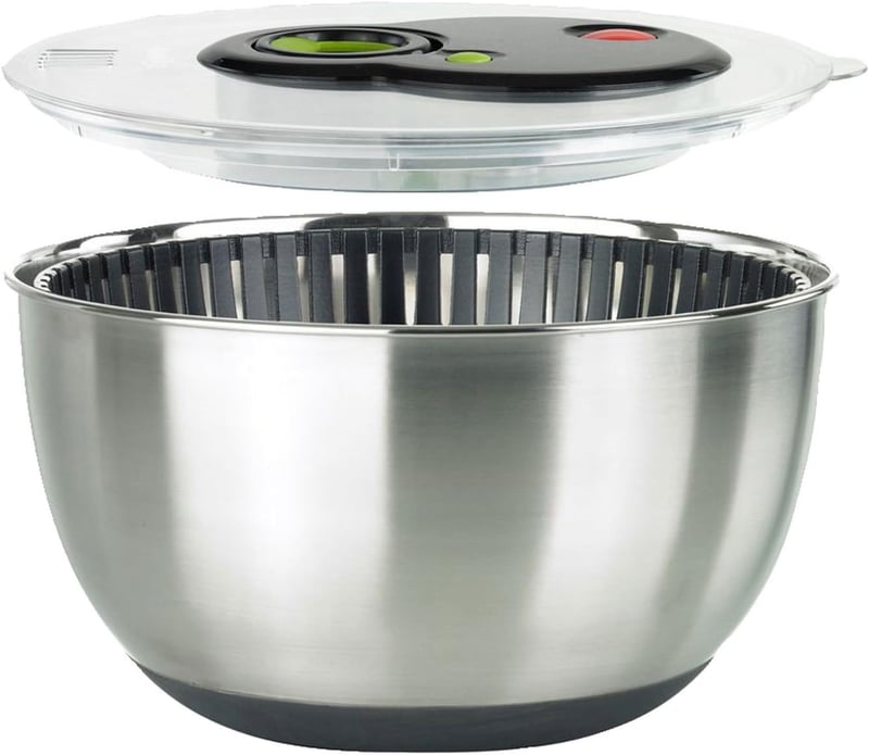 EMSA Rozsdamentes Salátacentrifuga Turbo Gombbal 4,5 Liter - 4.5 L, Turboline Edelstahl