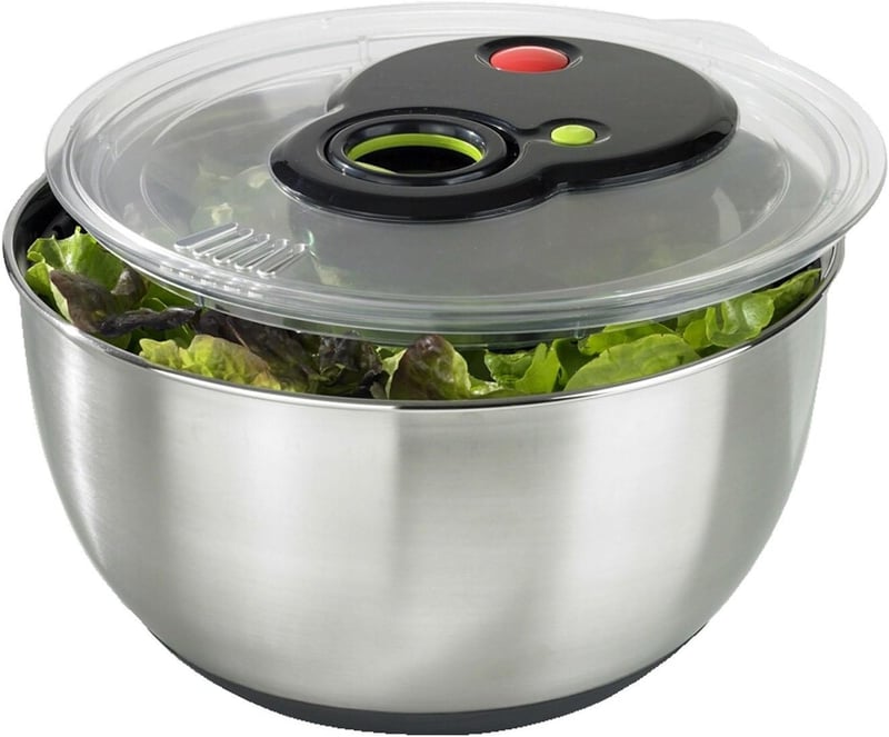 EMSA Rozsdamentes Salátacentrifuga Turbo Gombbal 4,5 Liter - 4.5 L, Turboline Edelstahl