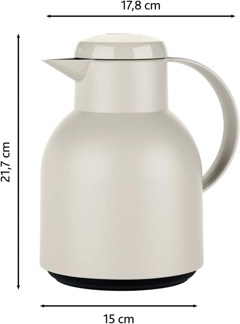 Emsa Samba 1 literes termoszkancsó, 12 órás meleg, 24 órás hideg, teljesen szorítómentes - 2-1 L, Powder Grey