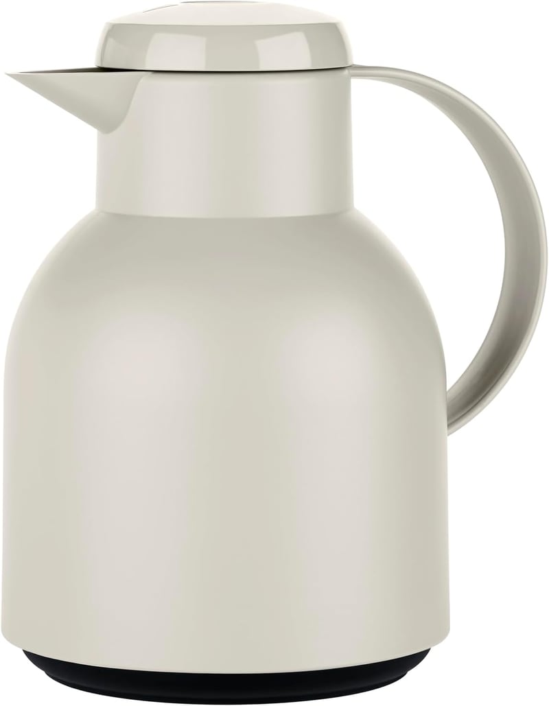 Emsa Samba 1 literes termoszkancsó, 12 órás meleg, 24 órás hideg, teljesen szorítómentes - 2-1 L, Powder Grey