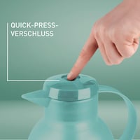 Emsa Samba 505719 Termos vrč, 1 litra, zatvaranje na pritisak (Quick Press), staklena unutrašnjost, 12h toplo i 24h hladno, prozirno/puder zelena, proizvedeno u Njemačkoj 4