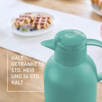 Emsa Samba 505719 Termos vrč, 1 litra, zatvaranje na pritisak (Quick Press), staklena unutrašnjost, 12h toplo i 24h hladno, prozirno/puder zelena, proizvedeno u Njemačkoj 3