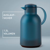 Termoska Emsa Samba 1,5 l, uzáver Quick Press, sklenená vložka, 12 h teplé a 24 h studené, priehľadná/oceánska modrá 2