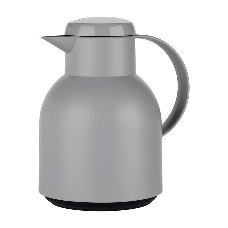 Cană Termos Emsa Samba N4016000, 1 litru, închidere Quick Press, 100% etanșă, 12h cald și 24h rece, interior din sticlă, gri piatră