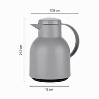 Cană Termos Emsa Samba N4016000, 1 litru, închidere Quick Press, 100% etanșă, 12h cald și 24h rece, interior din sticlă, gri piatră 6