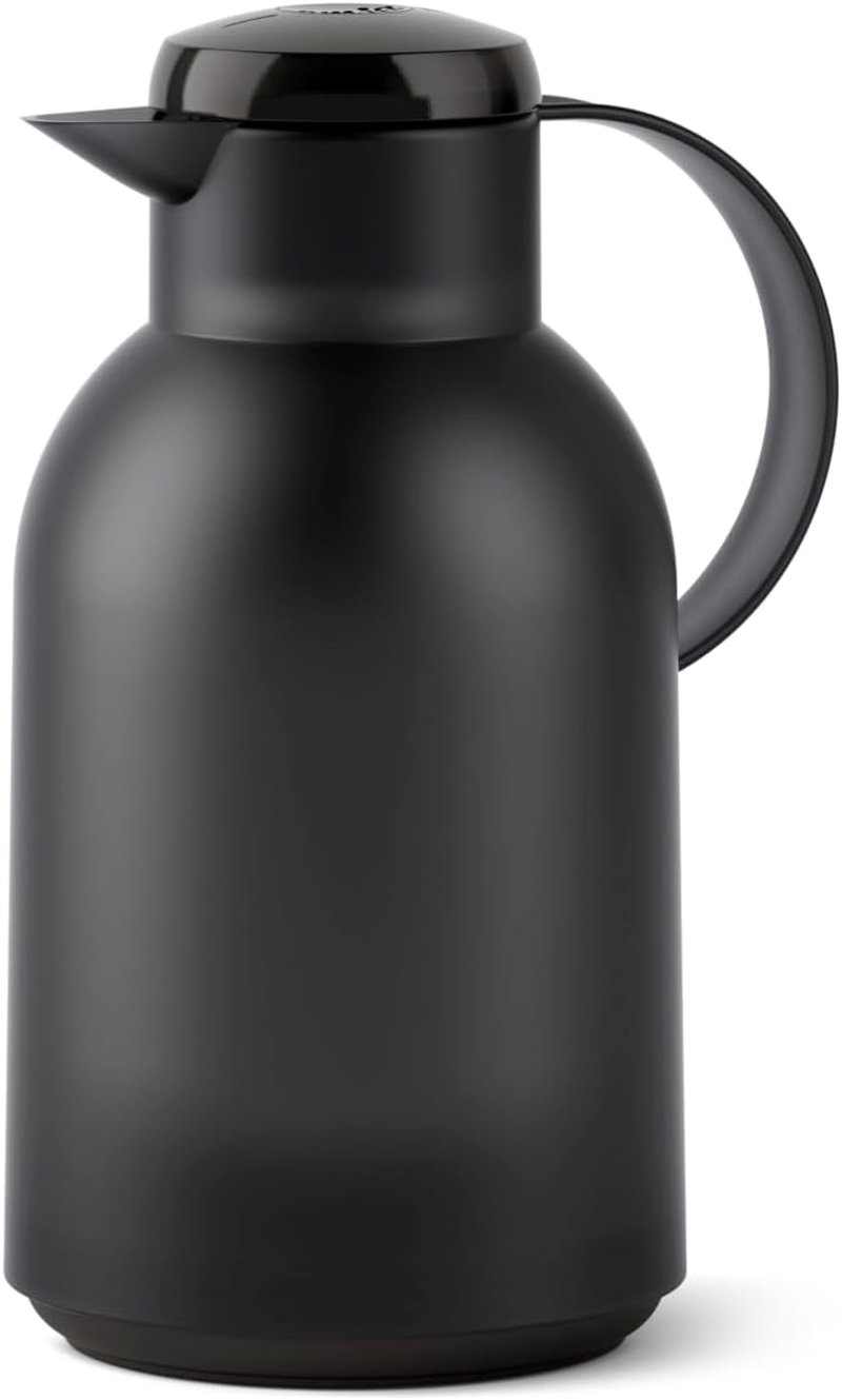 EMSA Samba termosz kanna, kávéforraló, teáskanna, hőtartó bögre - 1,500 ml, Translucent Black, Single