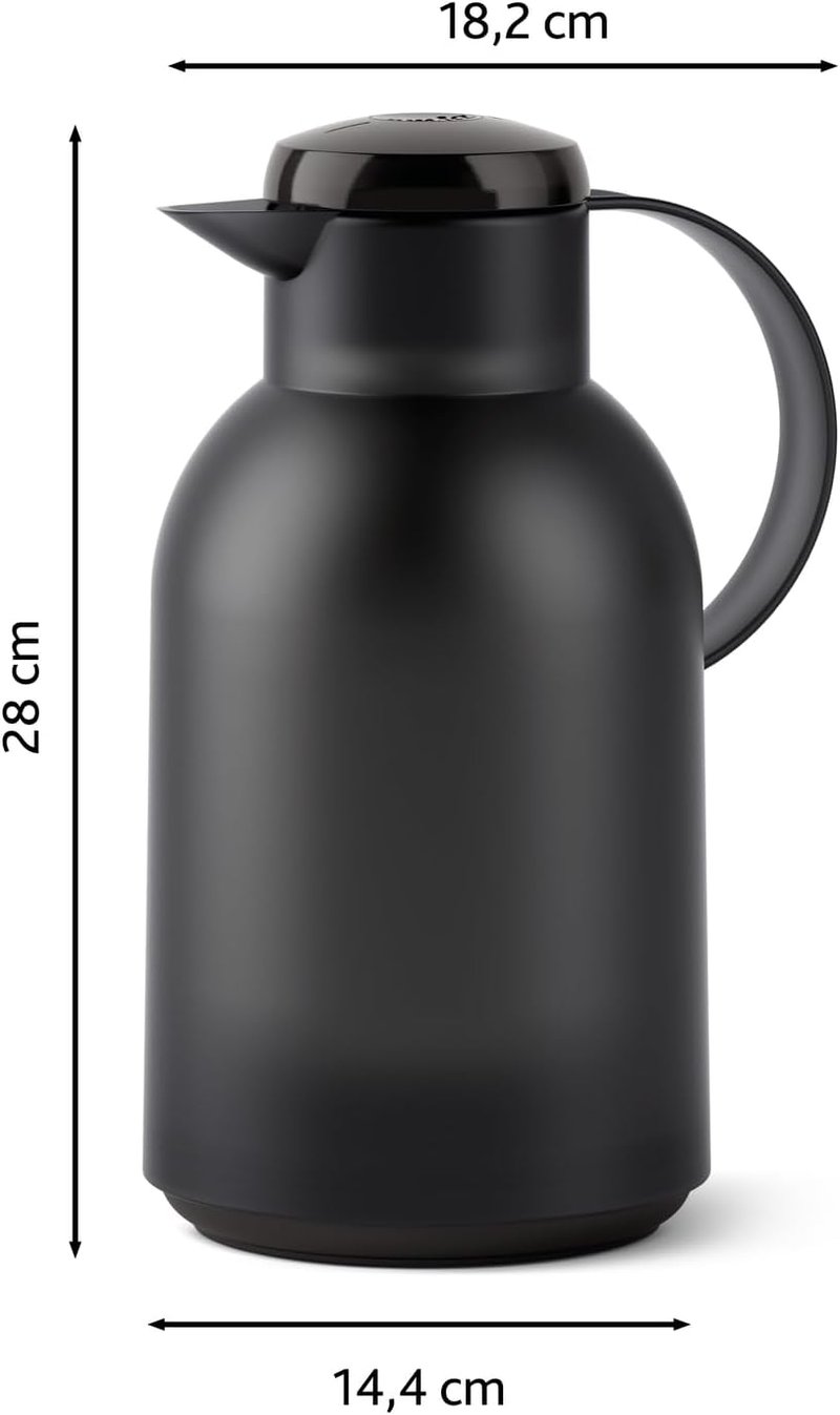 EMSA Samba termosz kanna, kávéforraló, teáskanna, hőtartó bögre - 1,500 ml, Translucent Black, Single