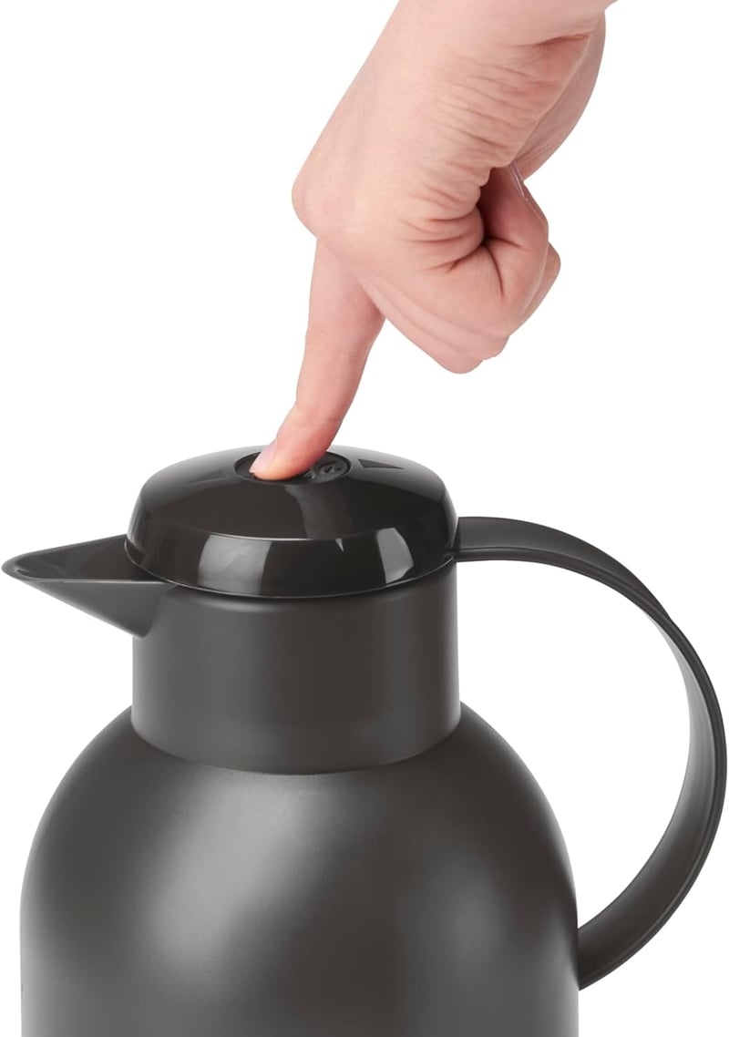 EMSA Samba termosz kanna, kávéforraló, teáskanna, hőtartó bögre - 1,500 ml, Translucent Black, Single
