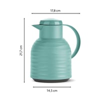 Termos Emsa Samba Wave N4010800, 1 litru, sistem de închidere Quick Press, 100% etanș, interior din sticlă, verde prăfuit, fabricat în Germania 6