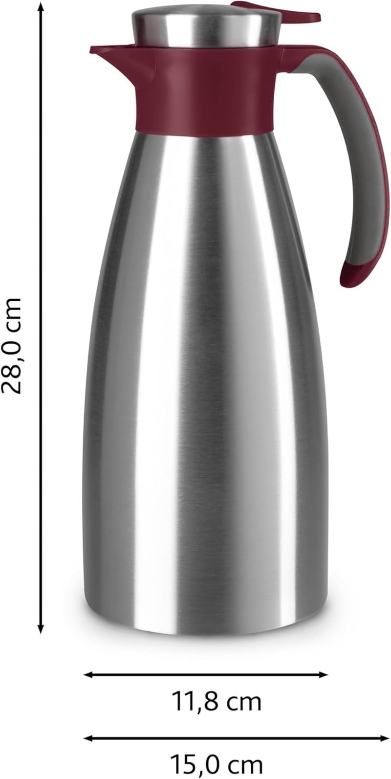 Emsa Soft Grip 1,5L Termoszkancsó Rozsdamentes Acél Bordo