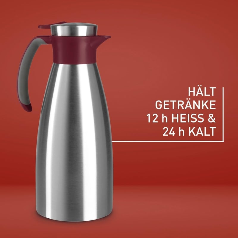 Emsa Soft Grip 1,5L Termoszkancsó Rozsdamentes Acél Bordo