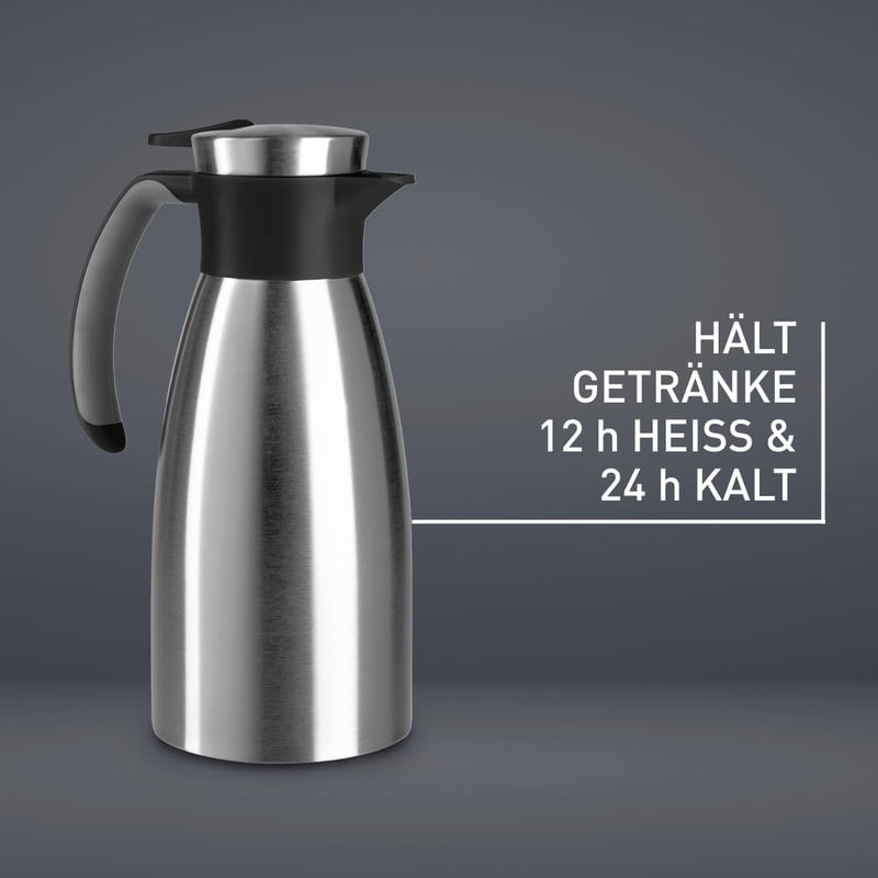 Termos Emsa Soft Grip 1,0 l cu Mâner Moale - 2-1,0 L, Single, Negru