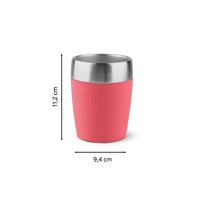 Emsa Travel Cup termo šalica od nehrđajućeg čelika od 0,2 litre, otvor za piće od 360 stupnjeva, sa silikonskim držačem, koraljne boje 9