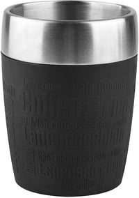 Cestovný hrnček Emsa Travel Cup 514514, 200 ml, dvojstenná nehrdzavejúca oceľ, 360-stupňový otvor na pitie, vhodný do umývačky riadu, čierny 1