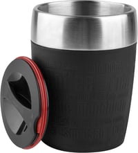 Cestovný hrnček Emsa Travel Cup 514514, 200 ml, dvojstenná nehrdzavejúca oceľ, 360-stupňový otvor na pitie, vhodný do umývačky riadu, čierny 2