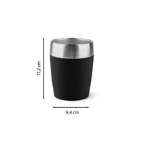 Cestovný hrnček Emsa Travel Cup 514514, 200 ml, dvojstenná nehrdzavejúca oceľ, 360-stupňový otvor na pitie, vhodný do umývačky riadu, čierny 3
