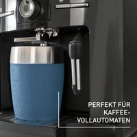 Cană de călătorie Emsa Travel Cup 514515, 0,2 L, Albastru, Pereți dubli, Oțel inoxidabil, Lavabilă în mașina de spălat vase, Deschidere 360 grade, Husă din silicon 2