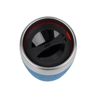 Cană de călătorie Emsa Travel Cup 514515, 0,2 L, Albastru, Pereți dubli, Oțel inoxidabil, Lavabilă în mașina de spălat vase, Deschidere 360 grade, Husă din silicon 8