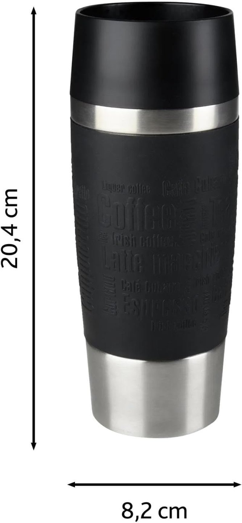 EMSA Travel Mug 0,36L Termikus Pohár Vákuum Szigeteléssel Fekete - Black