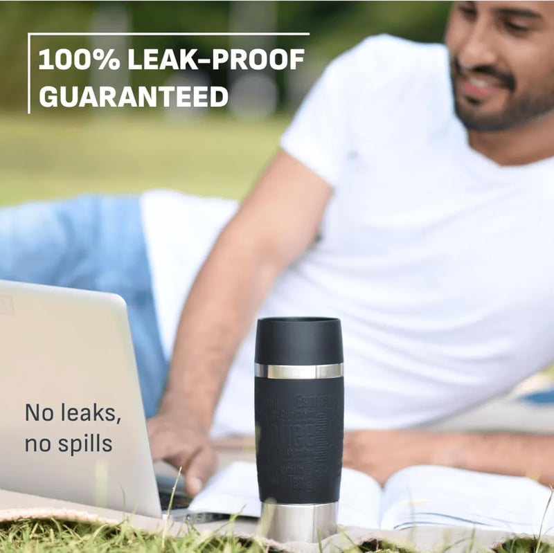 EMSA Travel Mug 0,36L Termikus Pohár Vákuum Szigeteléssel Fekete - Black