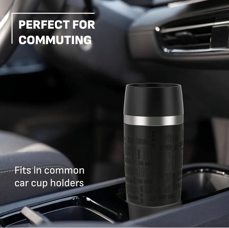EMSA Travel Mug 0,36L Termikus Pohár Vákuum Szigeteléssel Fekete - Black