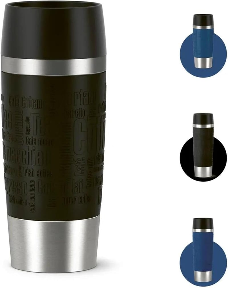 EMSA Travel Mug 0,36L Termikus Pohár Vákuum Szigeteléssel Fekete - Black