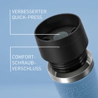 Termohrnček Emsa Travel Mug Classic 360 ml, nerezová oceľ, akvamarínová, 4 h teplý a 8 h studený, 100 % nepriepustný, vhodný do umývačky riadu, N2 3