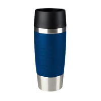 Emsa Travel Mug Classic termosz bögre, 0,36 L, kék, dupla falú vákuumszigetelés, 360° ivás, Soft-Touch szilikon tok, rozsdamentes acél, 513357 1