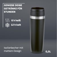 Emsa Travel Mug Coated N2023550 putna termo šalica s poklopcem na navoj, 100% nepropusna, pijenje iz bilo kojeg smjera od 360°, drži hladnim do 12 sati, a toplim do 6 sati 2