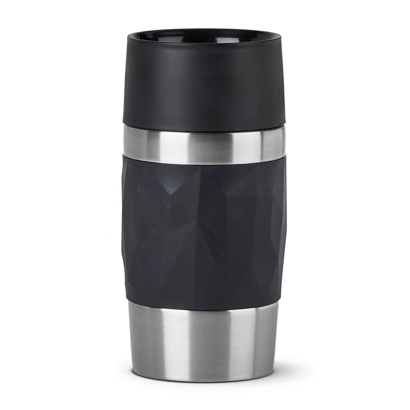 Emsa Travel Mug Compact N21601 termo šalica 300 ml, nehrđajući čelik, 3h toplo 6h hladno, 100% nepropusna, otvor za piće 360°, crna