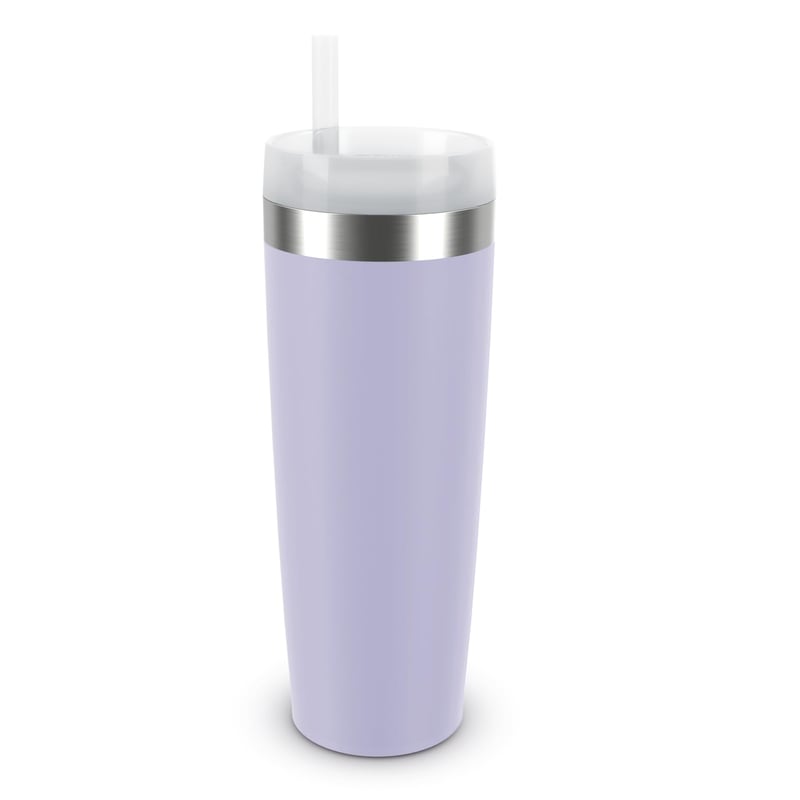 Emsa Travel Mug Cool nerezový termo hrnček so slamkou, 0,5 l, levanduľový – Mierne poškodený (stav: pozri 2. obrázok)