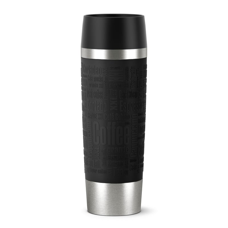 Emsa Travel Mug Grande vakuumska termo šalica, 500 ml, crna, otvor za piće od 360°, 6h toplo / 12h hladno, nehrđajući čelik, Easy Quick-Press