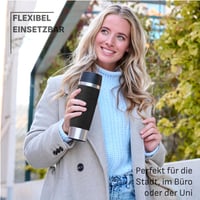 Emsa Travel Mug Grande vakuumska termo šalica, 500 ml, crna, otvor za piće od 360°, 6h toplo / 12h hladno, nehrđajući čelik, Easy Quick-Press 7