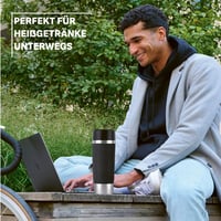 Emsa Travel Mug Grande vakuumska termo šalica, 500 ml, crna, otvor za piće od 360°, 6h toplo / 12h hladno, nehrđajući čelik, Easy Quick-Press 3