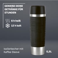 Emsa Travel Mug Grande vakuumska termo šalica, 500 ml, crna, otvor za piće od 360°, 6h toplo / 12h hladno, nehrđajući čelik, Easy Quick-Press 2