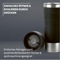 Emsa Travel Mug Grande vakuumska termo šalica, 500 ml, crna, otvor za piće od 360°, 6h toplo / 12h hladno, nehrđajući čelik, Easy Quick-Press 5