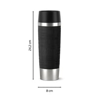 Emsa Travel Mug Grande vakuumska termo šalica, 500 ml, crna, otvor za piće od 360°, 6h toplo / 12h hladno, nehrđajući čelik, Easy Quick-Press 8