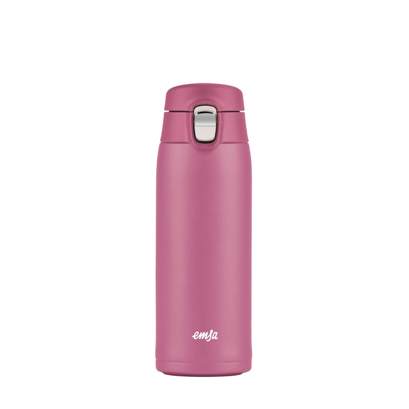 Emsa Travel Mug Light termos šalica od nehrđajućeg čelika, 400 ml, ružičasta, 8 sati toplo, 16 sati hladno — BLAGE OGREBOTINE (stanje: vidi 2. sliku)
