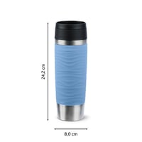 Cană Termos Emsa Travel Mug Wave 500 ml pentru Călătorii, Oțel Inoxidabil, Deschidere 360°, 6h Cald/12h Rece, 100% Etanș, Albastru Pastel, N20226 9