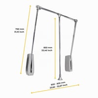 Emuca kihúzható ruhaemelő szekrénybe, falra szerelhető, 600-830 mm, krómozott, acél és műanyag, 1 db 2