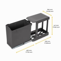 Emuca kuchynský triedič odpadu, 1 x 30 litrov, spodná montáž a automatický výsuv, oceľ a plast, antracitovo sivá 3