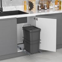 Coș de gunoi selectiv pentru bucătărie Emuca 35 L, cu fixare la bază, extracție manuală, plastic gri antracit 9