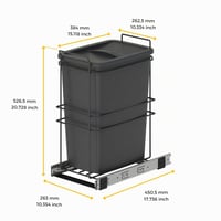 Coș de gunoi selectiv pentru bucătărie Emuca 35 L, cu fixare la bază, extracție manuală, plastic gri antracit 2